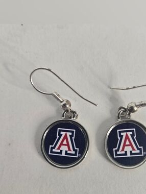 University of Arizona Wildcats Earrings Silver Tone Drop Dangle Logo Jewelry